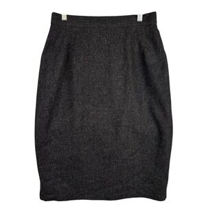 Vtg Panther 100% Wool Womens Sz 10 Gray Pencil Skirt Lined Midi Academia Preppy